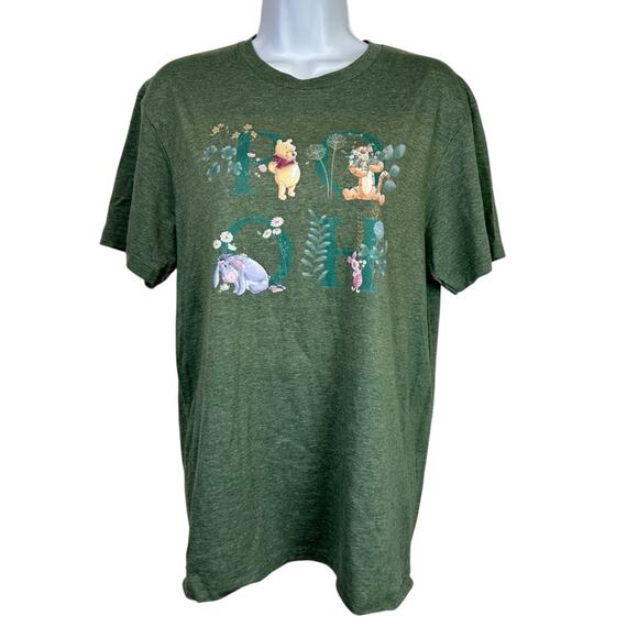Disney Tops - Disney Pooh Eeyore Piglet Tiger Floral Spellout Tee Shirt Green Size Med